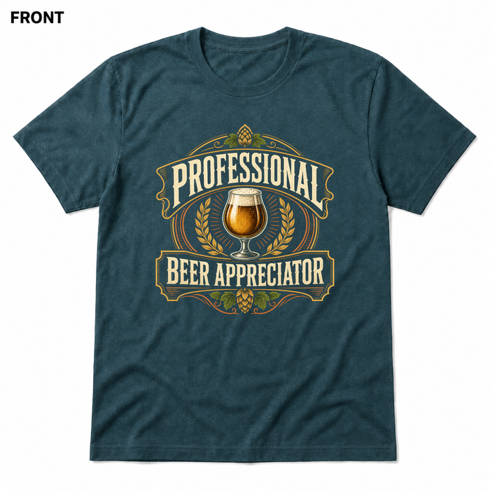 Professional Beer Appreciator Heather Deep Teal front t-shirt mockup - SoCal Brewing Supply