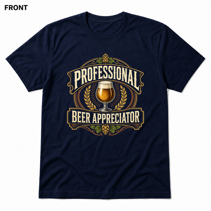 Professional Beer Appreciator Navy front t-shirt mockup - SoCal Brewing Supply