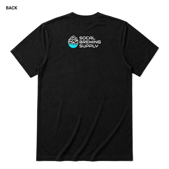 Running Late, Bringing Beer Black back t-shirt mockup - SoCal Brewing Supply