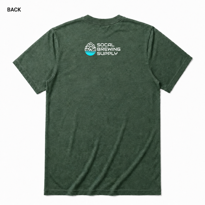 This Is My Sparge Face Soft Homebrew T-Shirt BACK view in Heather Forest on square white background