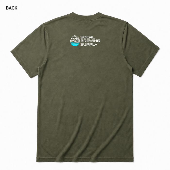 This Is My Sparge Face Soft Homebrew T-Shirt BACK view in Military Green on square white background