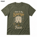 This Is My Sparge Face Soft Homebrew T-Shirt FRONT view in Military Green on square white background