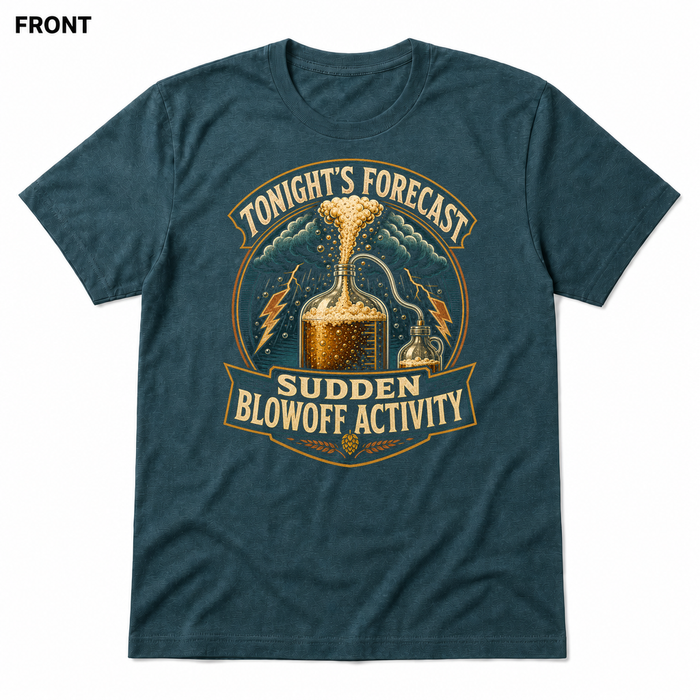 Sudden Blowoff Activity Heather Deep Teal front t-shirt mockup - SoCal Brewing Supply