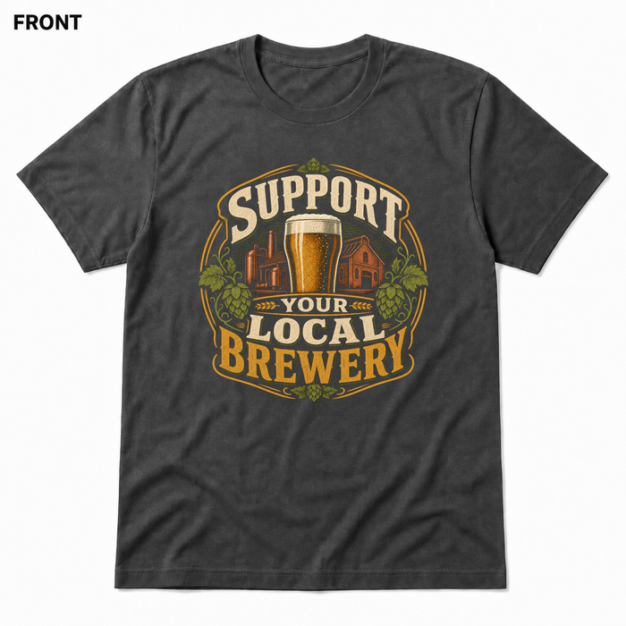 Support Your Local Brewery Asphalt front t-shirt mockup - SoCal Brewing Supply