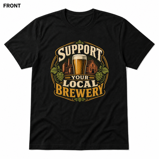 Support Your Local Brewery Black front t-shirt mockup - SoCal Brewing Supply