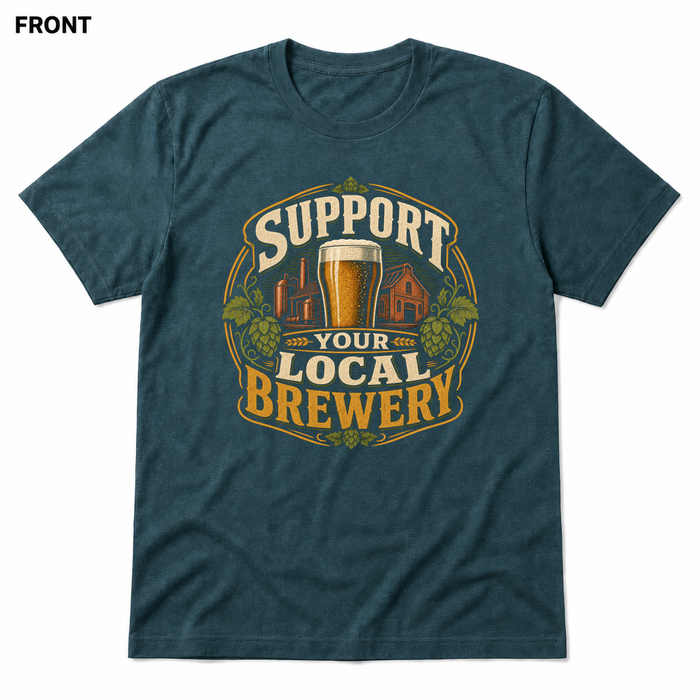 Support Your Local Brewery Heather Deep Teal front t-shirt mockup - SoCal Brewing Supply