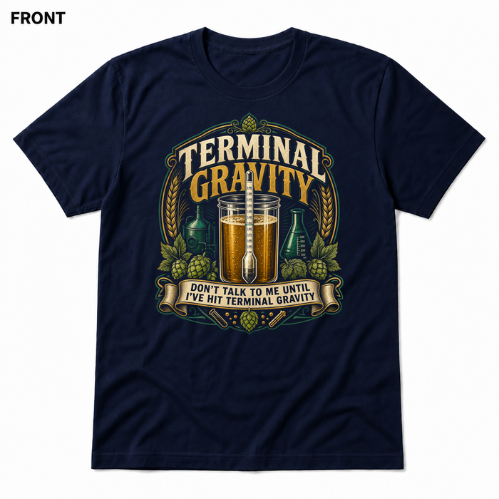 Terminal Gravity Navy front t-shirt mockup - SoCal Brewing Supply