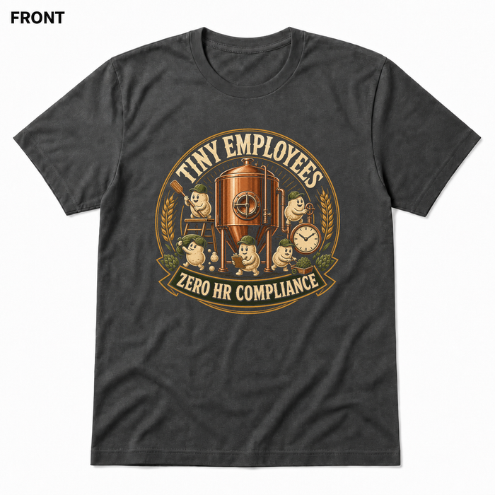 Tiny Employees Asphalt front t-shirt mockup - SoCal Brewing Supply