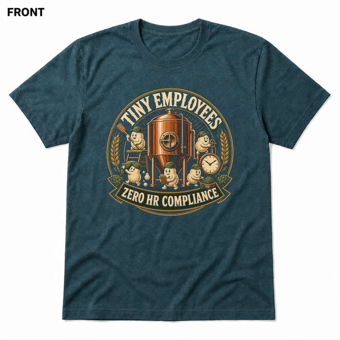 Tiny Employees Heather Deep Teal front t-shirt mockup - SoCal Brewing Supply