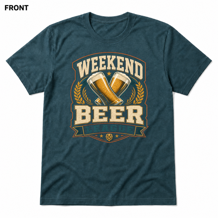 Weekend Beer League Heather Deep Teal front t-shirt mockup - SoCal Brewing Supply