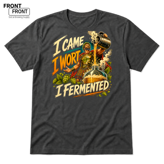 I Came, I Wort, I Fermented Asphalt front t-shirt mockup - SoCal Brewing Supply