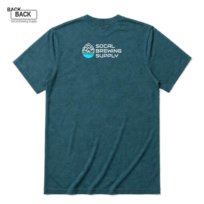 Pitch Happens Heather Deep Teal back t-shirt mockup - SoCal Brewing Supply