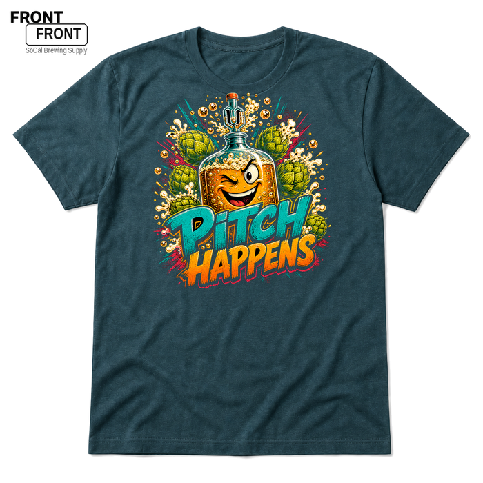 Pitch Happens Heather Deep Teal front t-shirt mockup - SoCal Brewing Supply
