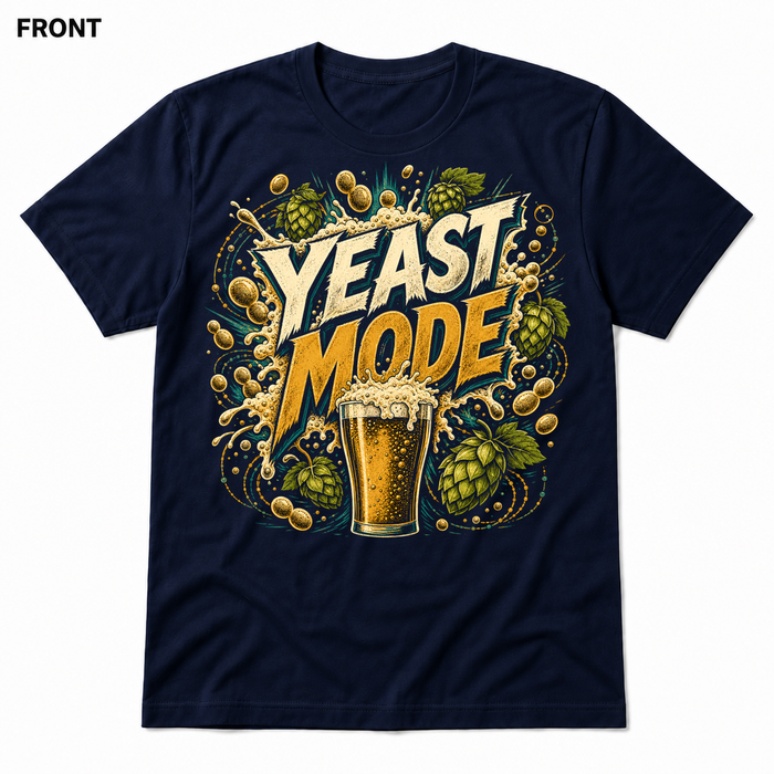 Yeast Mode Navy front t-shirt mockup - SoCal Brewing Supply
