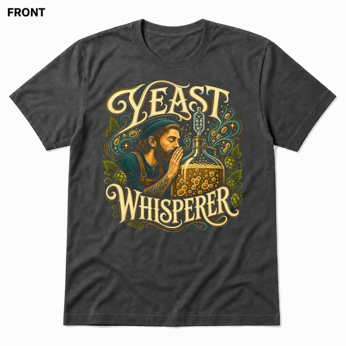 Yeast Whisperer Asphalt front t-shirt mockup - SoCal Brewing Supply