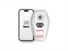 Anton Paar SmartRef digital refractometer next to a sample cell phone running the connective software.