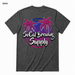 SoCal Brewing Supply Beach Vibes Logo T-Shirt BACK view in Asphalt on square white background; front has small breast-pocket logo and back has large centered logo