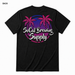 SoCal Brewing Supply Beach Vibes Logo T-Shirt BACK view in Black on square white background; front has small breast-pocket logo and back has large centered logo