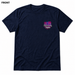 SoCal Brewing Supply Beach Vibes Logo T-Shirt FRONT view in Navy on square white background; front has small breast-pocket logo and back has large centered logo
