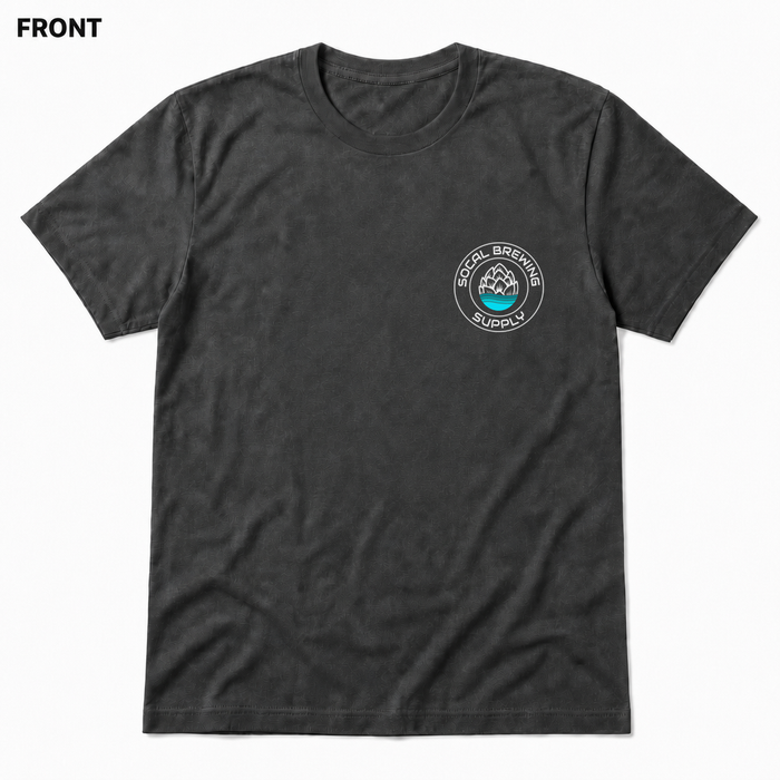 SoCal Brewing Supply Classic Logo Soft T-Shirt FRONT view in Asphalt with correct circular shop logo