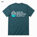 SoCal Brewing Supply Horizontal Logo T-Shirt BACK view in Heather Deep Teal on square white background; front has small breast-pocket logo and back has large centered logo