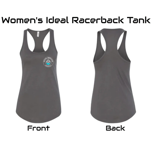 Front and Rear view of the SoCal Brewing Supply Women's Racerback Tank Top in Dark Gray.