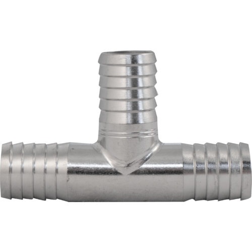 Stainless Steel Barbed Tee connector for Homebrewing Draft Systems' CO2 distribution.