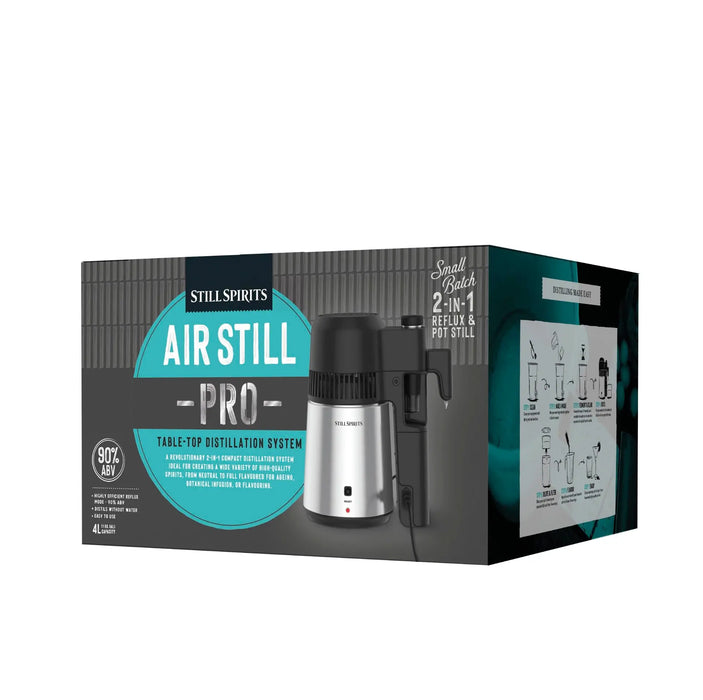 Still Spirits Air Still Pro retail box packaging showing dual-mode reflux and pot still system