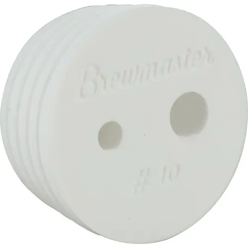 Brewmaster brand #10 sized stopper for airlock and thermowell, monitor and regulate fermentation temperatures with this bung.
