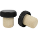 Black Plastic Capped T-Cork with Natural Cork, straight and angled views. 