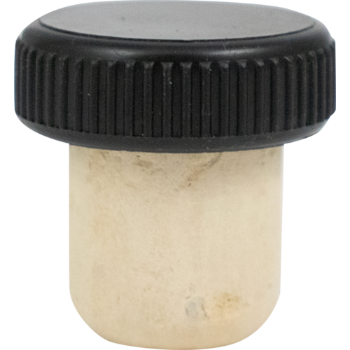 Black Plastic Capped T-Cork with Natural Cork, single cap. 