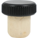 Black Plastic Capped T-Cork with Natural Cork, single cap. 