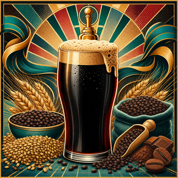 Velvet Tap Nitro Dry Irish Stout | Extract Recipe Kit | 5 Gallons vibrant illustrated beer recipe kit artwork - SoCal Brewing Supply