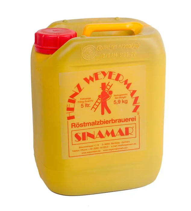 Weyermann Sinamar beer colorant for darkening beers, image of 5L size.