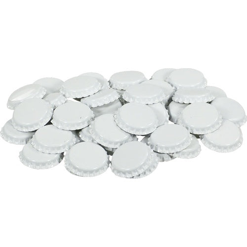 Small pile of White Oxygen Absorbing Beer Bottle Caps, 26mm Crown Caps.