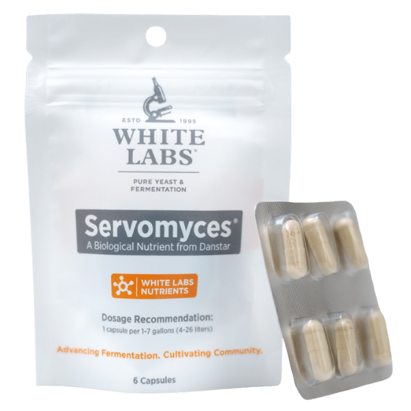 White Labs Servomyces Yeast Nutrient yeast packet  front view for homebrewing.