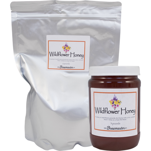 Image of Brewmaster's Wildflower Honey in 3lb and 6lbs packages.