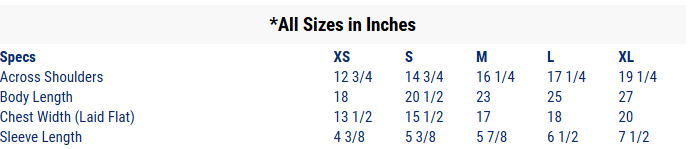 Hanes ComfortSoft Youth T-Shirt Sizing Chart